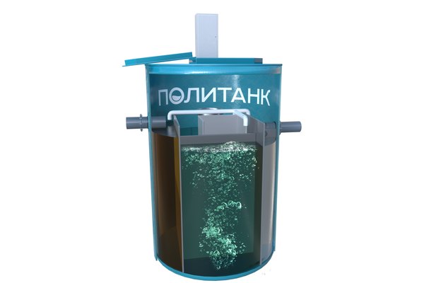 Стеклопластиковый септик «Политанк» в разрезе